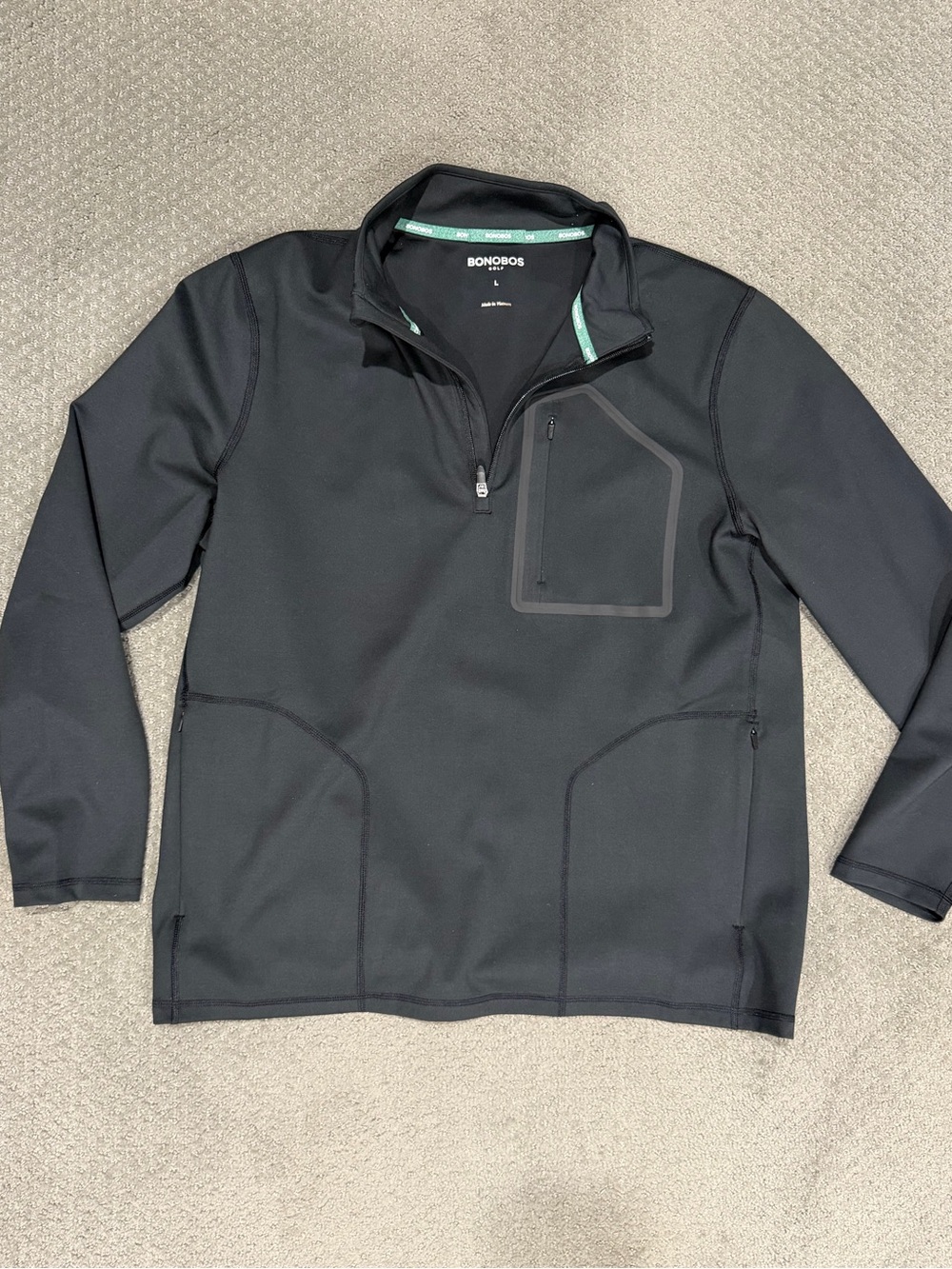 Bonobos Black Men's Golf Quarter-Zip Performance Pullover